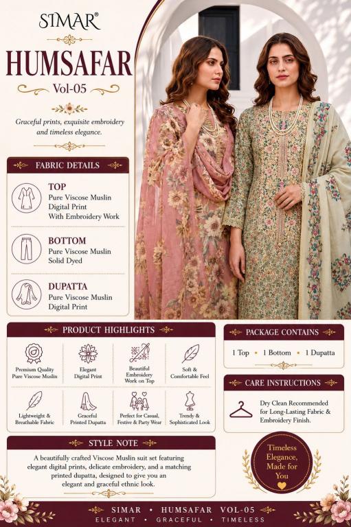 Glossy simar humsafar vol 05 dress materials wholesalers